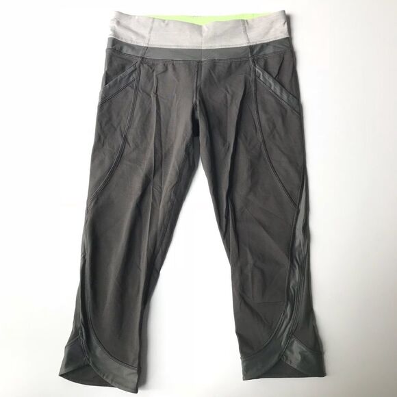 Lululemon 6 grey mint lining athletic crops capri - Picture 1 of 8